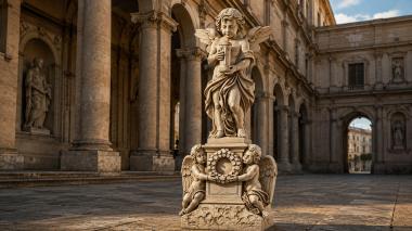 Various monuments Monument with winged angels and a garland, composition on a pedestal 3d model