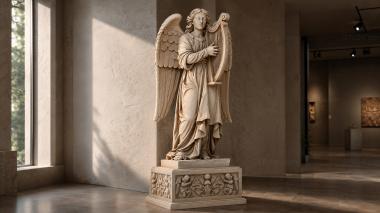 Various monuments Angel with a harp on an ornamented pedestal 3d model