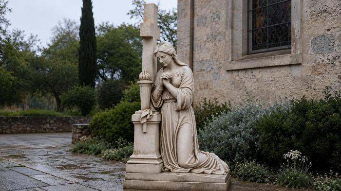 Monument with a repentant woman and a cross 3d STL model