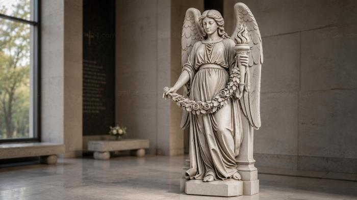 Angel with a Torch and a Wreath Sculpture Monument 3d STL model
