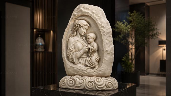Funeral monument with a relief of the Madonna and Child 3d STL model