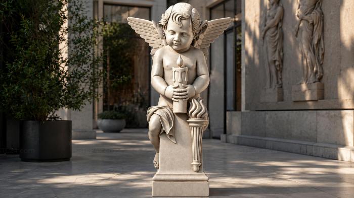 Angel on a pedestal with a torch 3d STL model