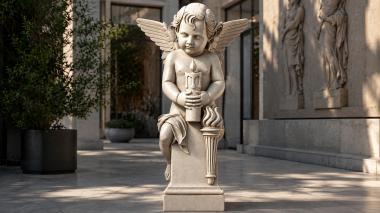 Various monuments Angel on a pedestal with a torch 3d model