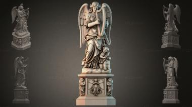Various monuments (Angel with a harp on a pedestal with putti, PMI_011141) 3D models for cnc