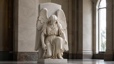 Various monuments Monument to a seated angel in a long dress with wings 3d model