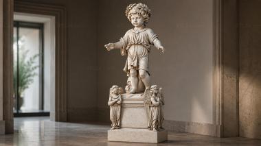 Various monuments Angel with a laurel wreath on a pedestal with wings 3d model