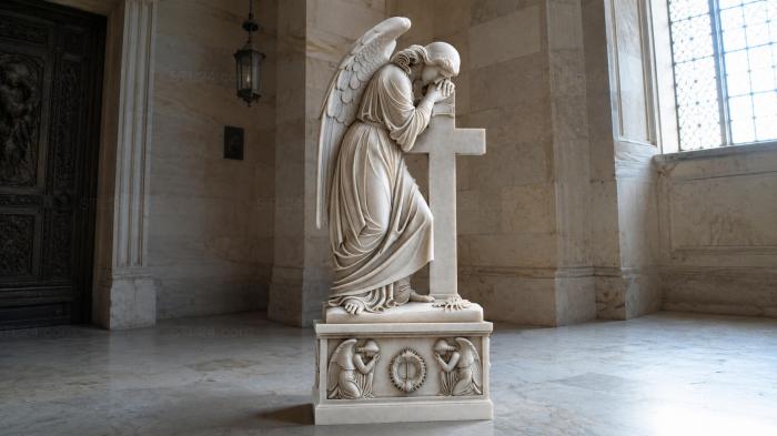Angel with a Cross Grieving Tombstone 3d STL model