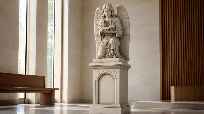 Monument of an angel with a book on a pedestal with a niche 3d STL model