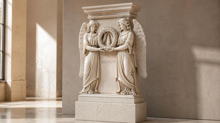 Capital with two angels holding a wreath 3d STL model