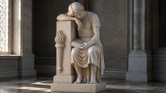Various monuments (Woman with a torch at the pedestal of the grieving monument, PMI_011156) 3D models for cnc