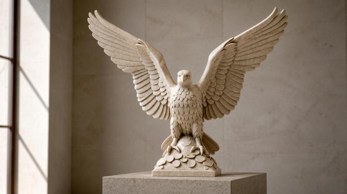 Eagle with outstretched wings on a pedestal 3d STL model