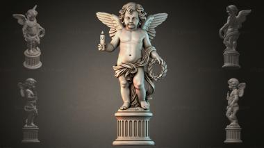 Various monuments (Angel with wings on a pedestal with a candle and a laurel wreath, PMI_011165) 3D models for cnc