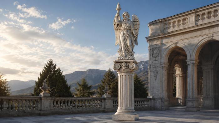 Column with a winged angel and a torch 3d STL model