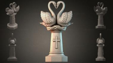 Various monuments (Monument with two swans forming a heart and a cross, PMI_011168) 3D models for cnc
