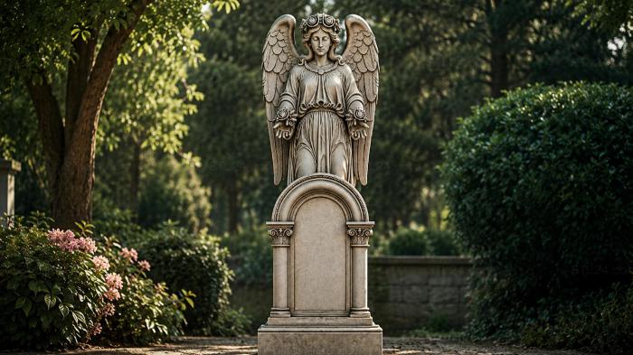 Angel with wings on an architectural arch 3d STL model