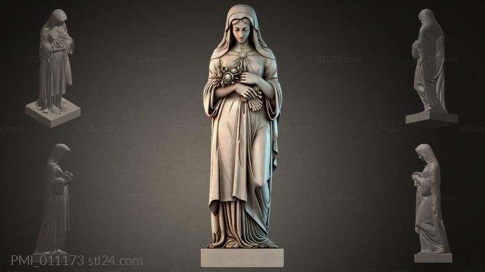 Statue of the Virgin Mary and Child in a Long Dress 3d STL model