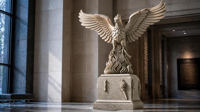 Eagle on a pedestal with torches and decorative elements 3d STL model
