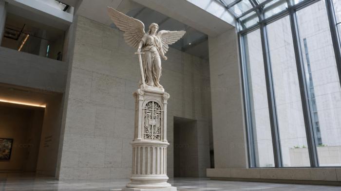 Monument to an angel with a sword on a classical column 3d STL model