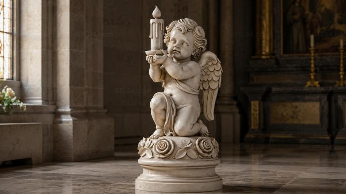 Angel with a candle in his hands figurine 3d STL model