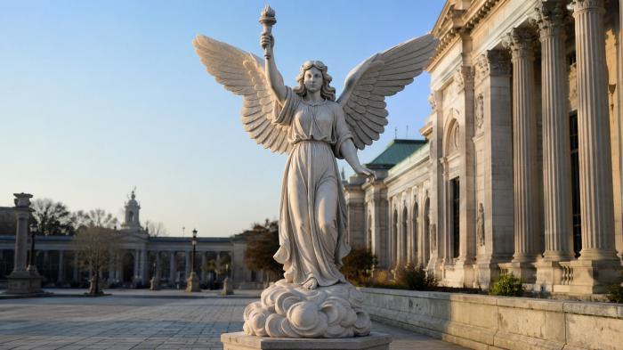 Angel with a Torch on a Cloud - Statue for a Monument 3d STL model