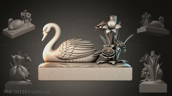 Swan with flowers on a pedestal 3d STL model