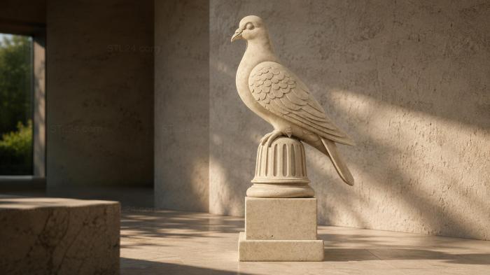 Dove on a pedestal, a classic monument 3d STL model