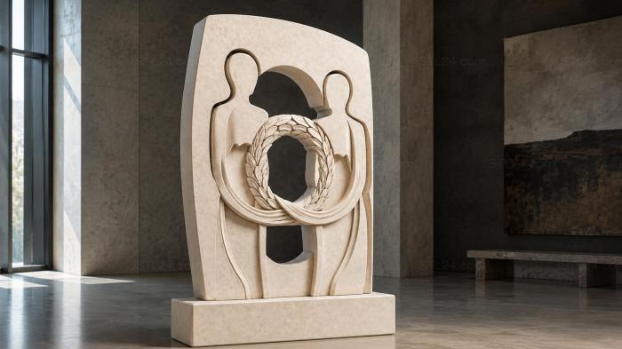 Monument of two figures with a laurel wreath 3d STL model