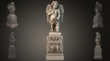 Various monuments (Monument to an angel with wings on a pedestal with a decorative bas-relief, PMI_011198) 3D models for cnc