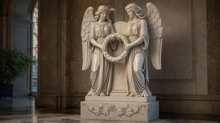 Two angels with a wreath monument 3d STL model