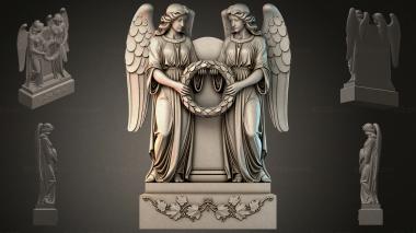 Various monuments (Two angels with a wreath monument, PMI_011199) 3D models for cnc