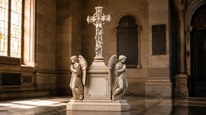 Monument with a Cross and Winged Angels 3d STL model