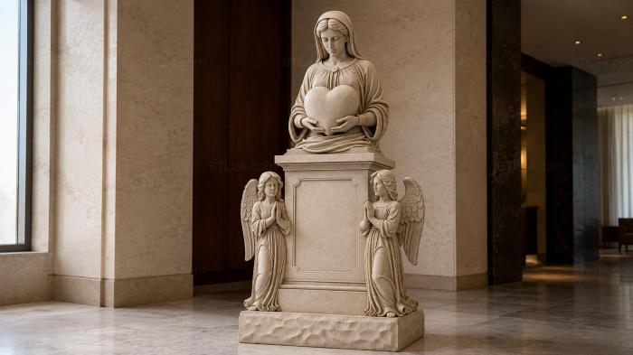 Monument to a pregnant woman with angels 3d STL model