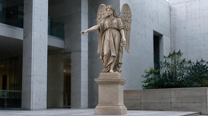 Angel with outspread wings on a pedestal 3d STL model