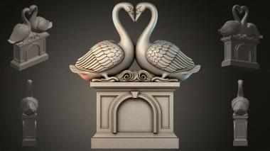 Various monuments (Two swans with a heart on a pedestal with a decorative arch, PMI_011207) 3D models for cnc