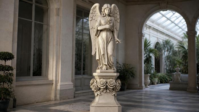Angel with wings on a pedestal with rosettes 3d STL model