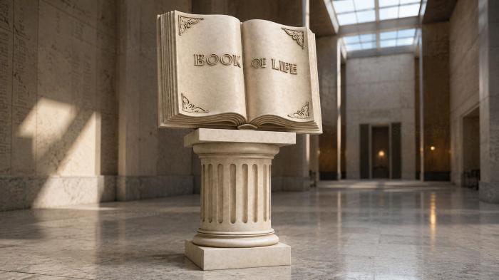 Column with an open book, Book of Life 3d STL model
