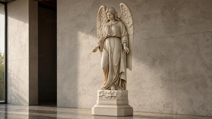 Angel with wings on a pedestal 3d STL model