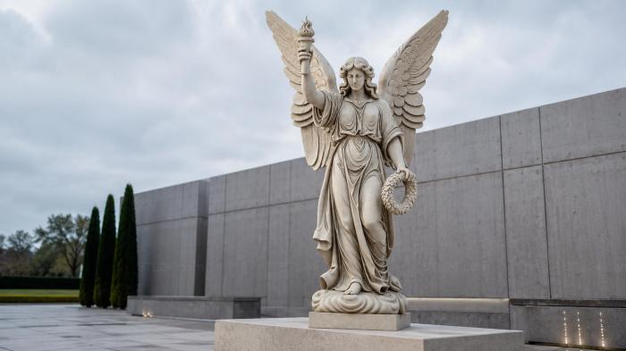 Angel with a Torch and Wreath Sculpture 3d STL model