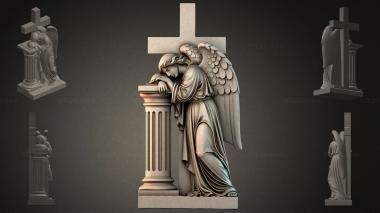 Various monuments (Grieving Angel with Cross and Column, PMI_011221) 3D models for cnc