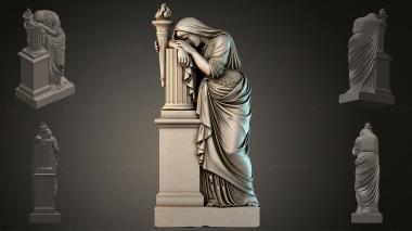 Various monuments (Female statue with torch and column, PMI_011222) 3D models for cnc
