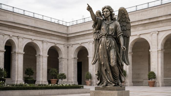 Angel with raised hand on a pedestal 3d STL model
