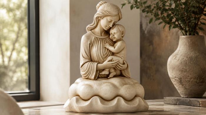 Mother and baby on a cloud 3d STL model