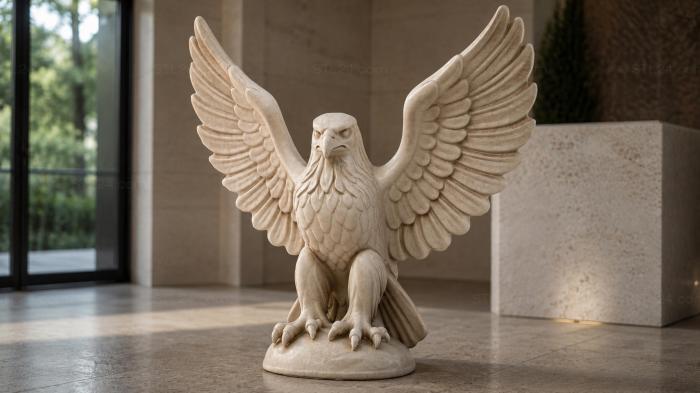 Angel with outstretched wings on a pedestal 3d STL model