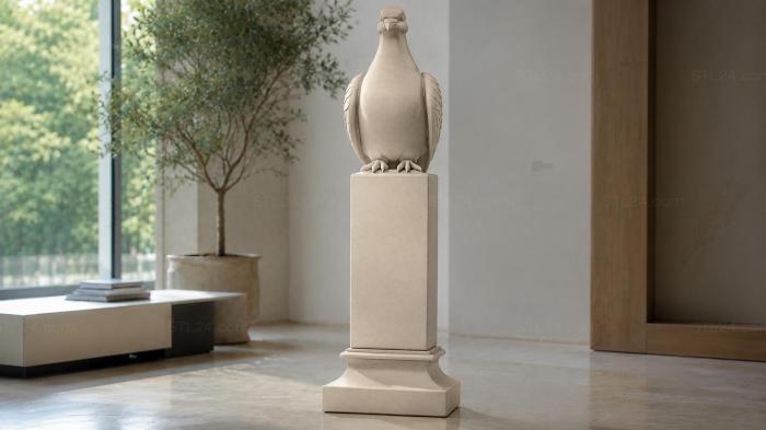 Monument with a dove on a rectangular column 3d STL model
