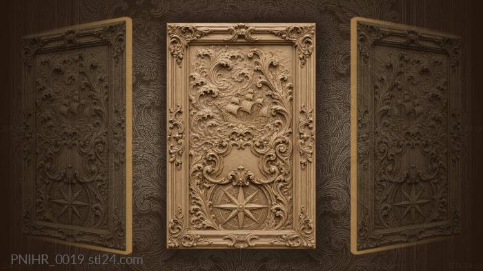 Compass rose skull swirling decor 3d STL model