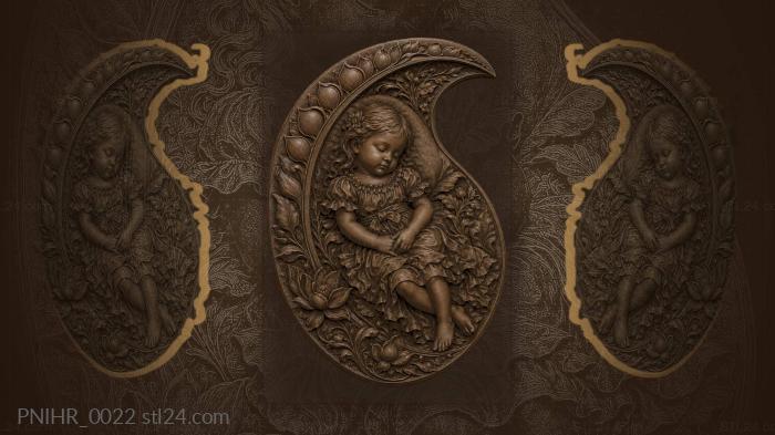 Sleeping child among lotus blossoms 3d STL model