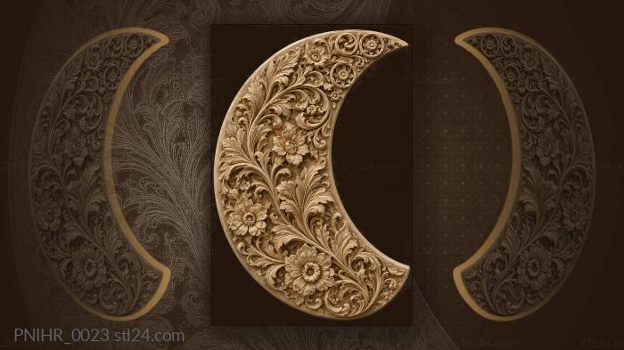 Crescent of leaves and small blossoms 3d STL model