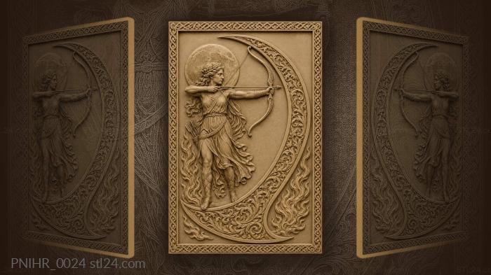 Huntress with moon and flames 3d STL model