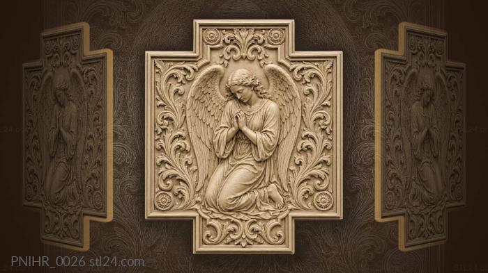 Angel within acanthus cross embrace 3d STL model