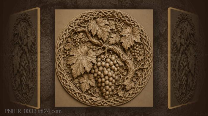 Ripe bunch on a thick vine branch 3d STL model